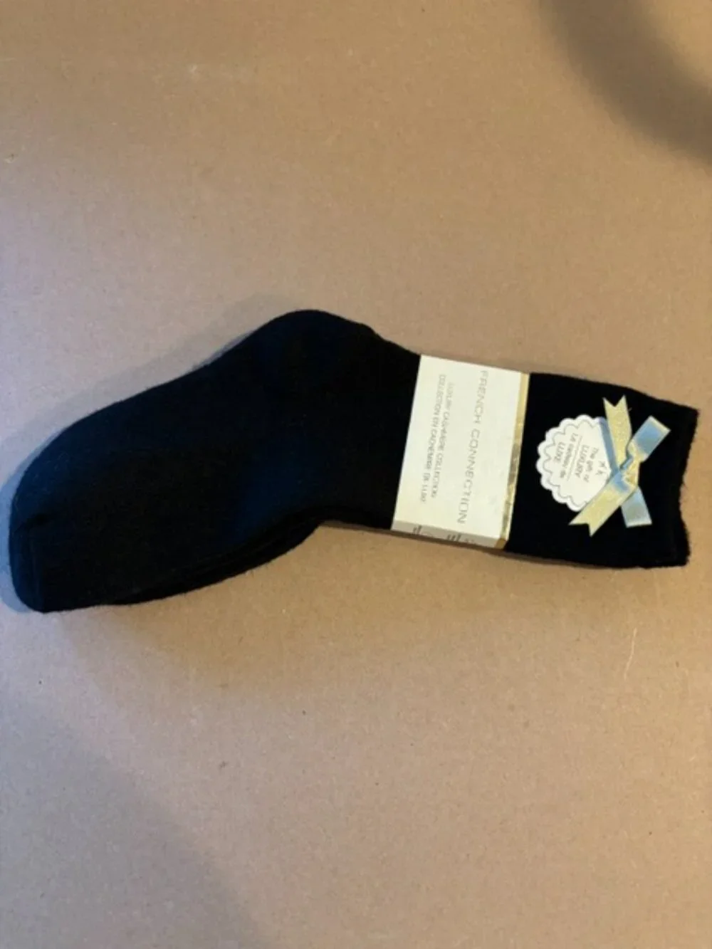 French Connection Luxury Cashmere Collection 2 Pr. Black Cashmere Blend Socks